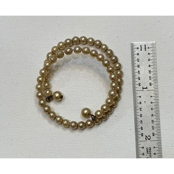 Vintage Pearl Wrap Bracelet Expandable Memory Wire Toddler Child Small - Picture 15 of 15